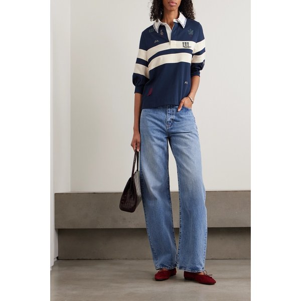클레어 자수 스트라이프 코튼 저지 폴로 티셔츠 46376663163017757