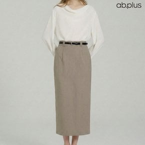 [ab.plus] 스트라이프 H라인 롱 스커트 (LSA5MS35A)