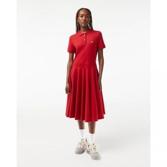 이스퀘어 4180161 Lacoste Fitted Cotton Pique Polo Dress - LIGHTHOUSE RED