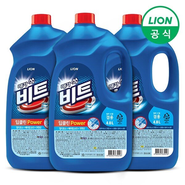 비트 세탁세제 딥클린파워 액체 4L 리필(겸용) 3개