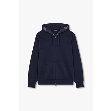EMPORIO ARMANI 남성 빅 이글 라인 라운지 후드 집업 (0815138007)