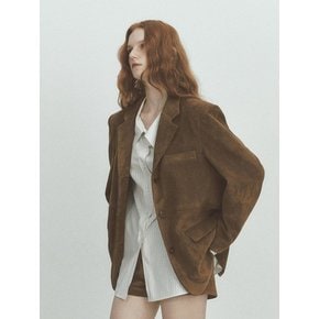 STITCH SUEDE JACKET (BROWN)