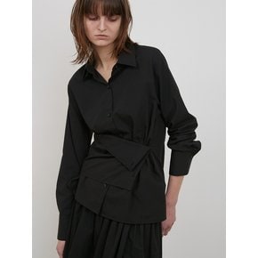 BUTTON WRAP SHIRT [BLACK]