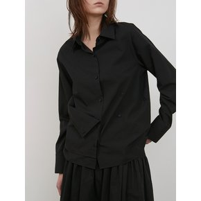 BUTTON WRAP SHIRT [BLACK]