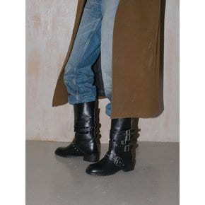 me1230 레이스업 버클스트랩 미들 워커부츠 buckle strap middle boots_black