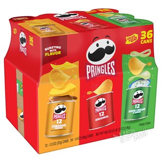  프링글스 포테이토 칩 과자 3종 36개입 1.4kg PRINGLES GRAB & GO POTATO CRISPS VARIETY