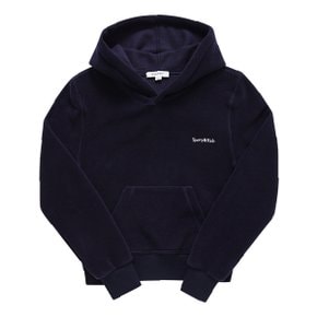 HO741NA NAVY/WHITE 세리프 (SERIF) 로고 후드 폴라 플리스 여성 후드티