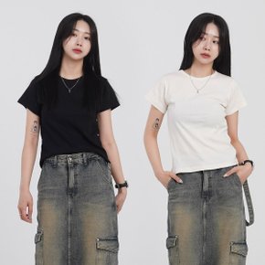 여성 반팔티 면 이너 티셔츠 크롭 기본 레이어드 여름 무지 반팔_P400130889