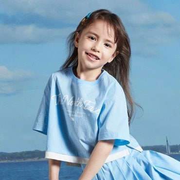 노스페이스 [노스페이스키즈 공식] NT7UR17U 걸즈 아이스데이 반팔 라운드 티_LIGHT BLUE