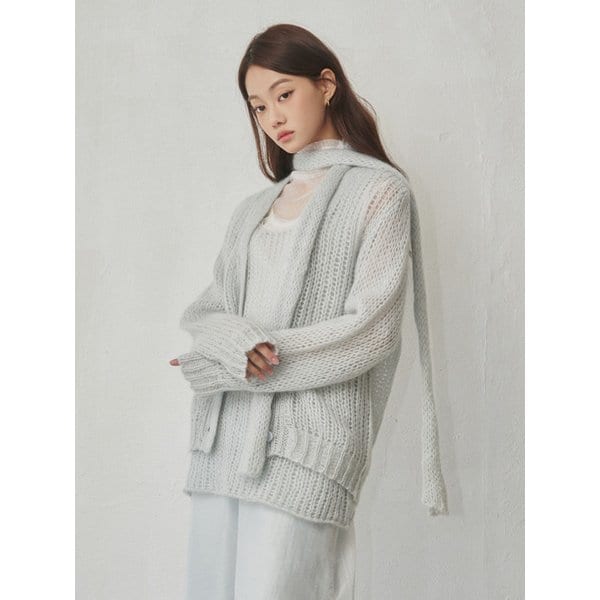 Spring Loose Knit Cardigan Set_3color