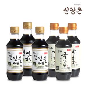 신앙촌 양조 생명물간장 500mL 3병 + 깔끔한국간장 500mL 3병