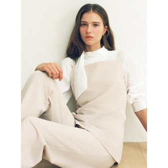 JOORTI [세트] 프렌치 뷔스티에 플레어 탑 + 프렌치 투턱 슬랙스 라이트베이지 J1953