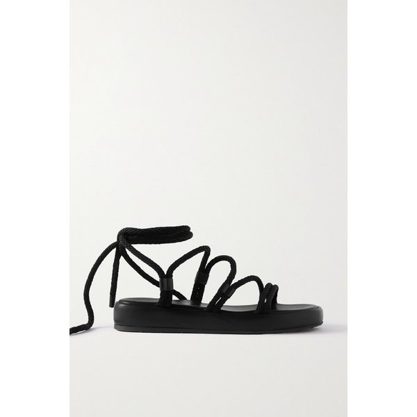 Lace-up Leather-trimmed Rope Sandals 블랙 33258524072709961