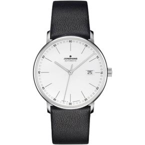 미국 융한스 막스빌 시계 JUNGHANS Mens Form A Matte Silver Dial 블랙 레더 스트랩 Automatic