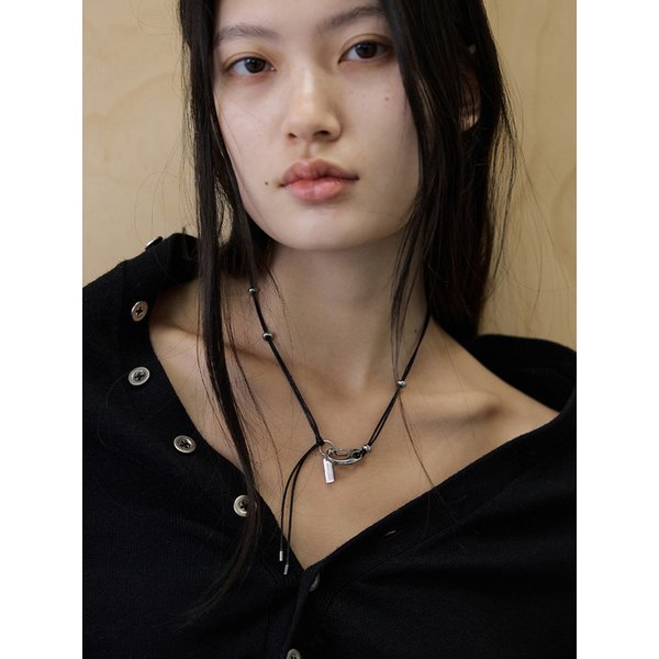 스냅 후크 코드 네크리스 (블랙)