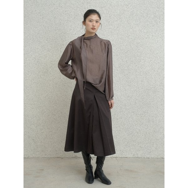 Pleated Skirt - [Brown]