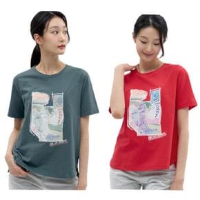 여성 페인팅 프린트 반팔 티셔츠 LCTSN521_[2컬러]