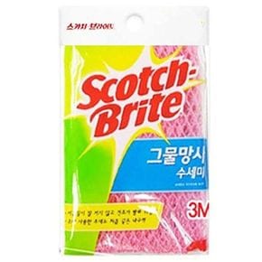 3M 스타일리시한 스카치 브라이트 그물 망사 수세미 1p 스폰지수세미 부억수세미 가정용수세미 주방수세미 다목적수세미