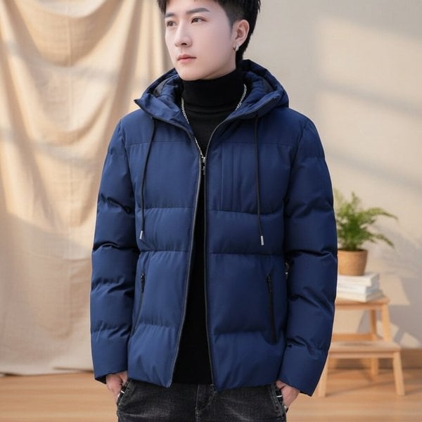 [옷자락] 남성 데일리 모던 캐주얼 베이직 겨울 후드 숏패딩 자켓
