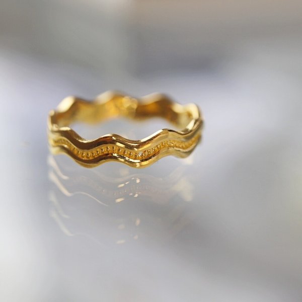 [가앤] 24k순금 유광 물결 반지 3.75g