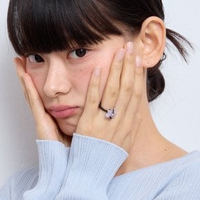 R166 Flower Black Ring