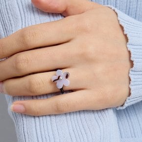 R166 Flower Black Ring