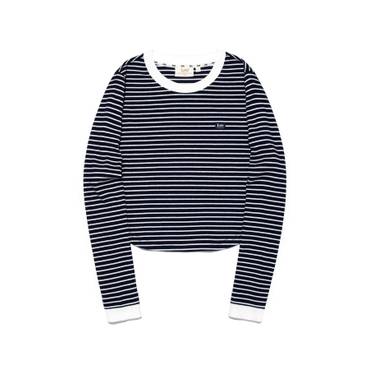 LEE 우먼 스트라이프 긴팔 티셔츠 네이비 LE2503LT62NA