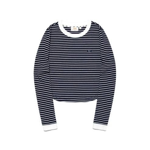 LEE 우먼 스트라이프 긴팔 티셔츠 네이비 LE2503LT62NA