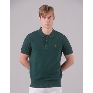 유에스폴로 [U.S. POLO ASSN.] 24SS 그린 코튼 블렌디드 반팔 카라니트 남성