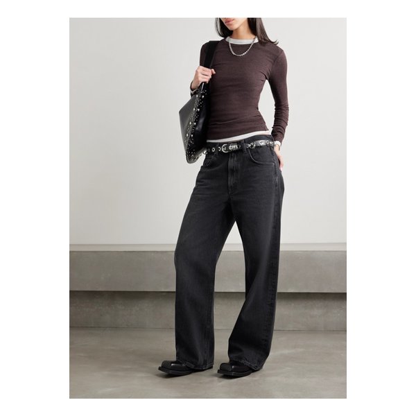 로우 커브 미드라이즈 와이드 진 블랙 1647597346696857