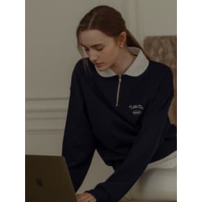 Coloring point half zip up shirt(Navy)