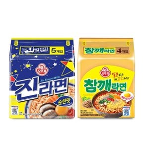 [오뚜기] 진라면 순한맛(5개) + 참깨라면(4개) (총9개/봉지면/실온보관)