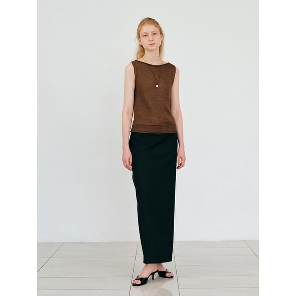 Paper Rolled Sleeveless Knit (Brown)