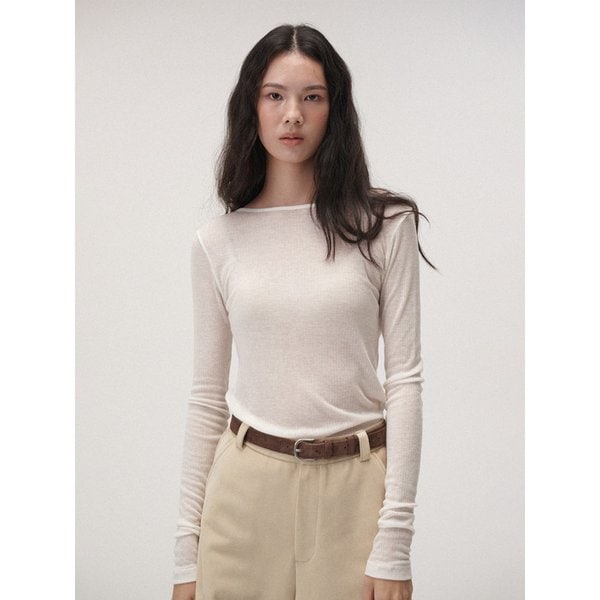 Wool boat neck T (Ivory)