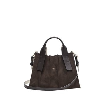 조셉앤스테이시 Lucky Pleats Canvas Tote S Dark Brown