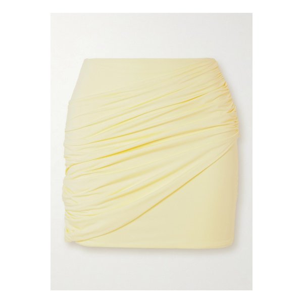 메이겔코로넬 넷 서스테인 일리오스 주름 스트레치 저지 미니 스커트 옐로 1647597338444801