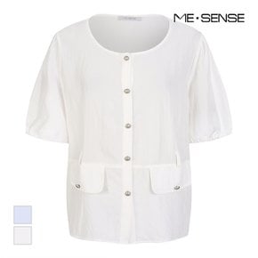 라운드넥 벨티드  블라우스_MB56BLMG12A