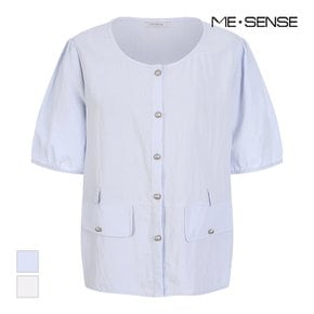 라운드넥 벨티드  블라우스_MB56BLMG12A