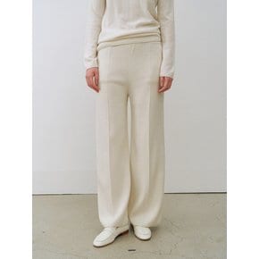 Cashmere Blend Straight-leg Knit Pants Ivory