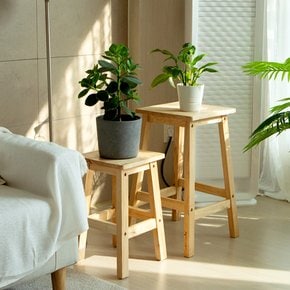 고무나무 사각 스툴 원목 보조 의자 (바스툴형)