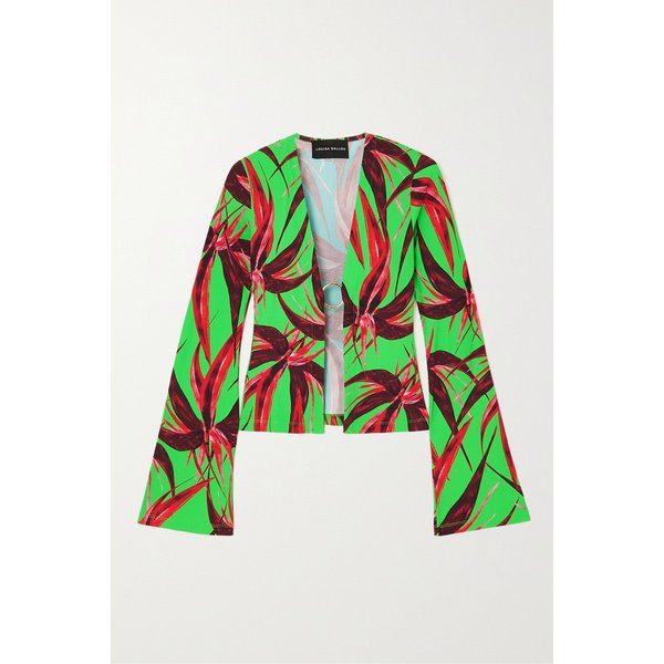 루이자 발루 장식 프린트 골지 저지 가디건 그린 1647597305429690