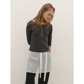 [1st REORDER] HENLEY NECK TOP [CHARCOAL]