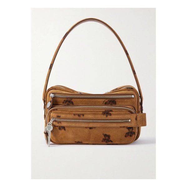 스몰 프린트 스웨이드 숄더 백 초콜릿 46376663162904419