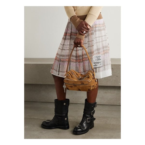 스몰 프린트 스웨이드 숄더 백 초콜릿 46376663162904419