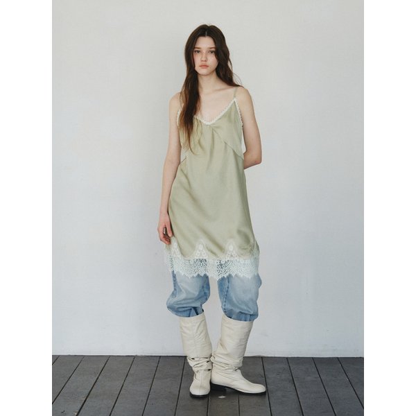 Satin Layered Lace Slip Dress_CTOP714(Green)