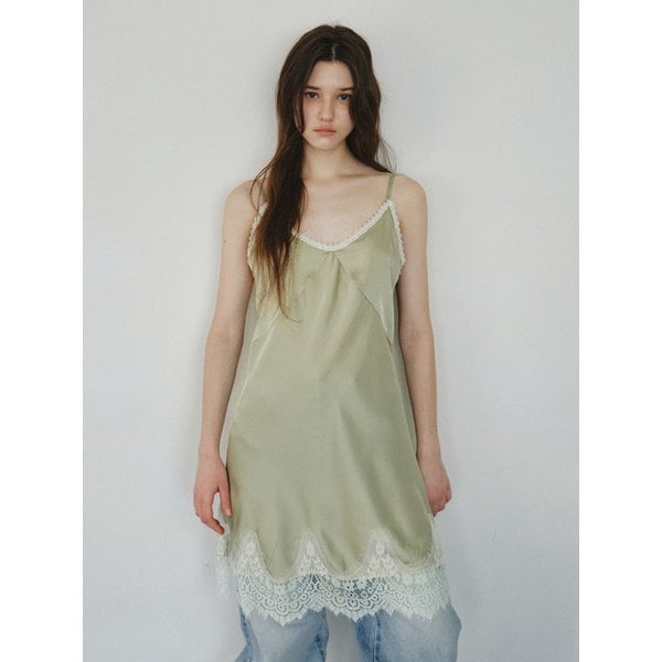Satin Layered Lace Slip Dress_CTOP714(Green)