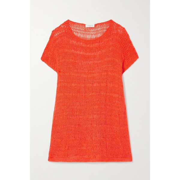 Sequin-embellished Open-knit Silk-blend Sweater 브라이트 오렌지