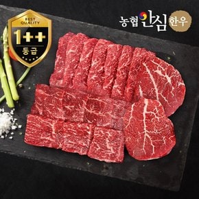 1++등급  한우 모둠구이 한판 600g (보섭+설깃+우둔)