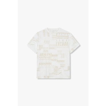 ARMANI EXCHANGE AX남성 로고 패턴 크루넥 티셔츠A414130025오프화이트