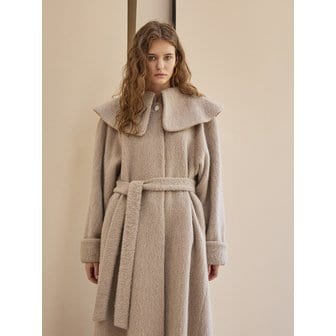 CAHIERS Gold Trimmed Wide Collar Loose Fit Long Coat